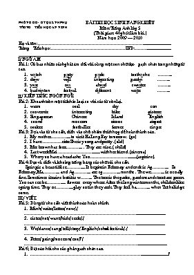 Đề thi học sinh năng khiếu Tiếng anh lớp 5 - Năm học 2009-2010 - Trường Tiểu học An Ninh